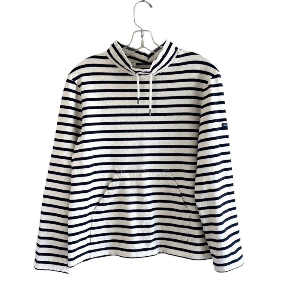 Saint James Blue and Cream Boxy Hoodie